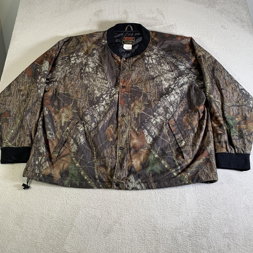 Stearns Jacket Mens 2XL Brown Camo Satin Bomber Insulated Hunting Outdoor H780